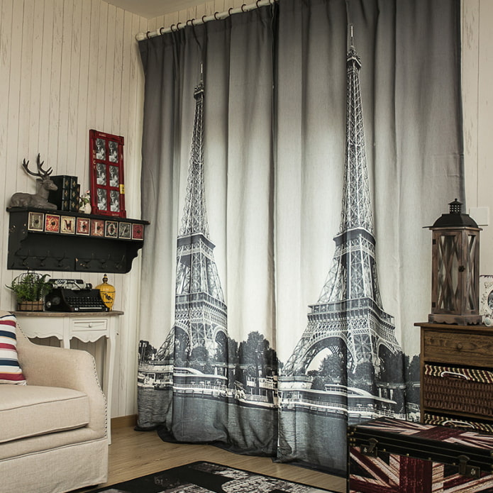 photocurtains with the image of the city