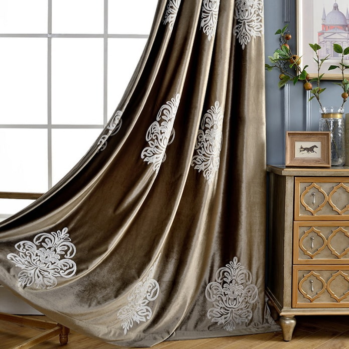 patterned velvet curtains