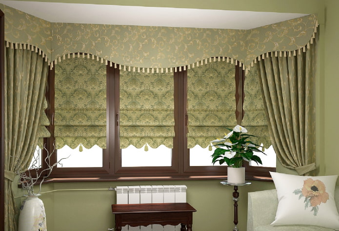 lambrequin in combination with roman blinds