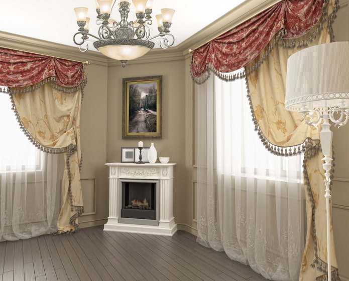 lambrequin and curtains with tassels