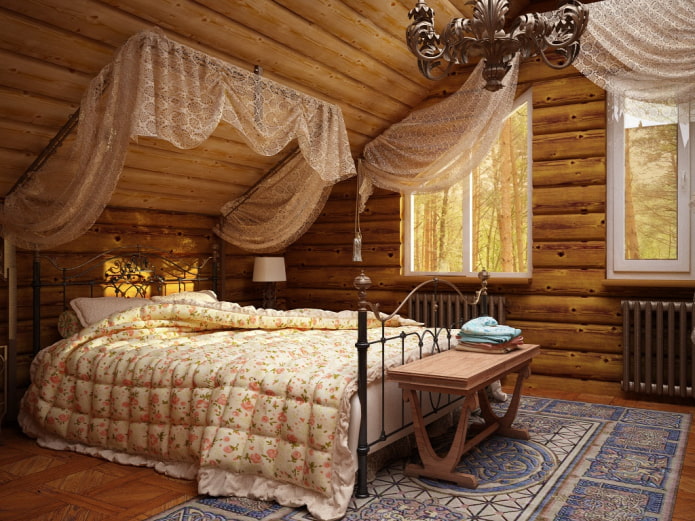 ламбрекуинс у спаваћој соби у стилу земље