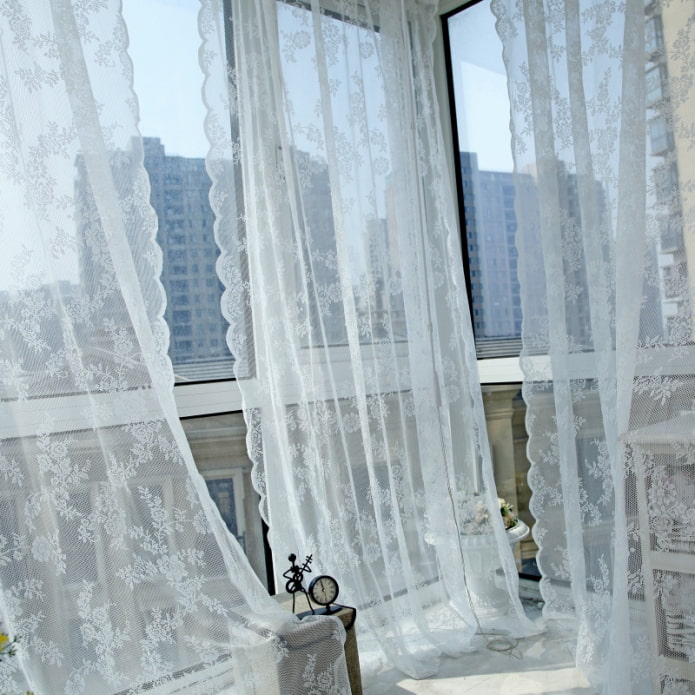 curtains with floral patterns on the loggia