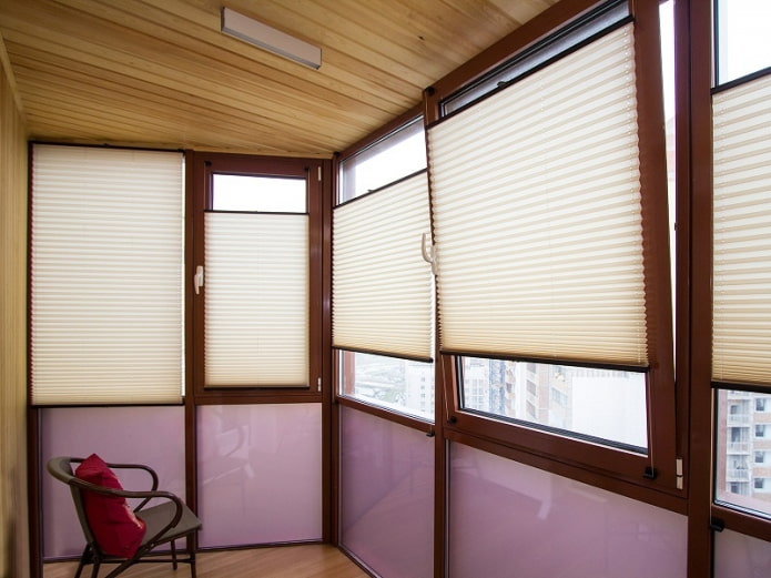 pleated paper blinds on the balcony