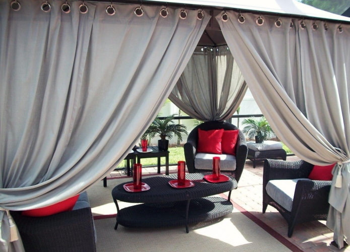 terrace decorated with acrylic curtains