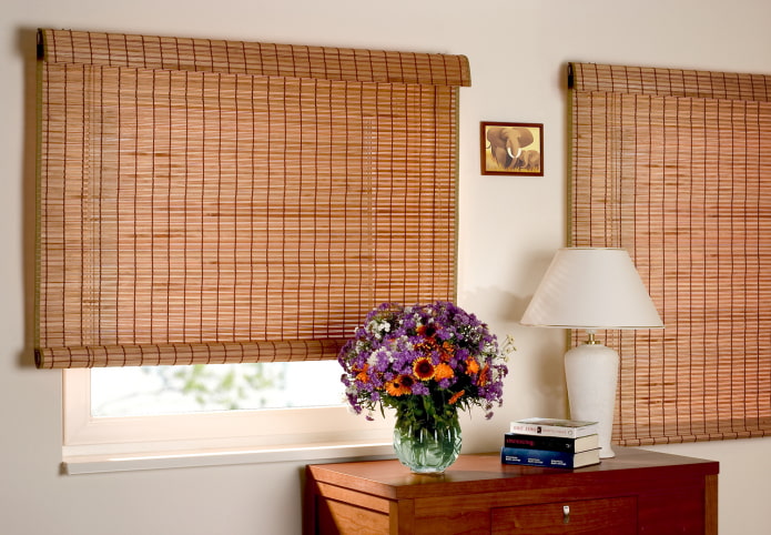 bamboo roller blinds in the interior