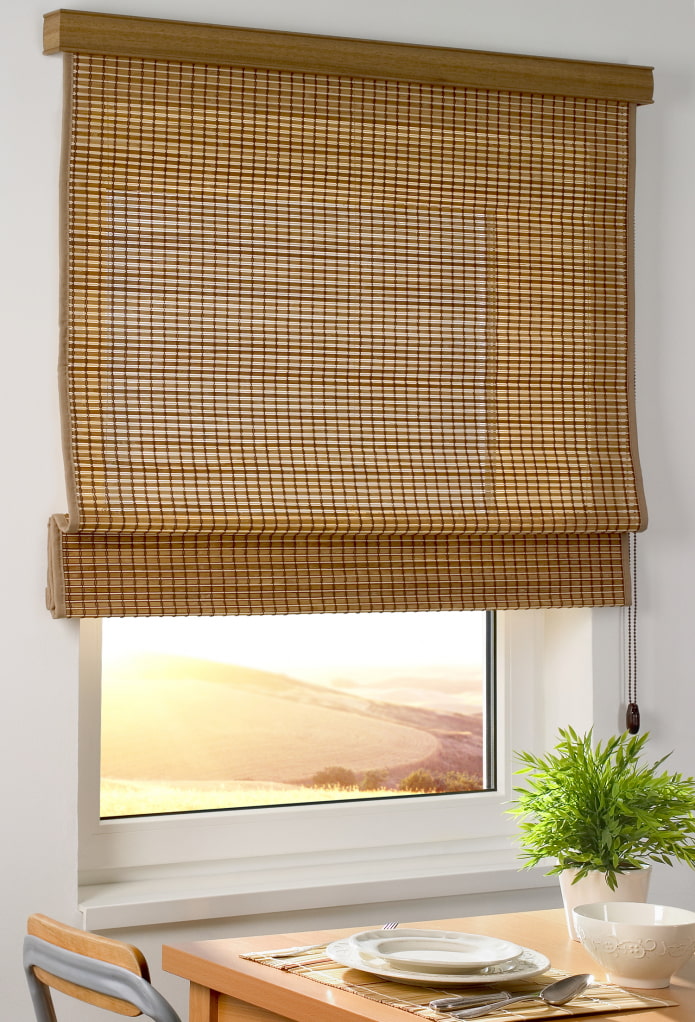 bamboo roman blinds in the interior