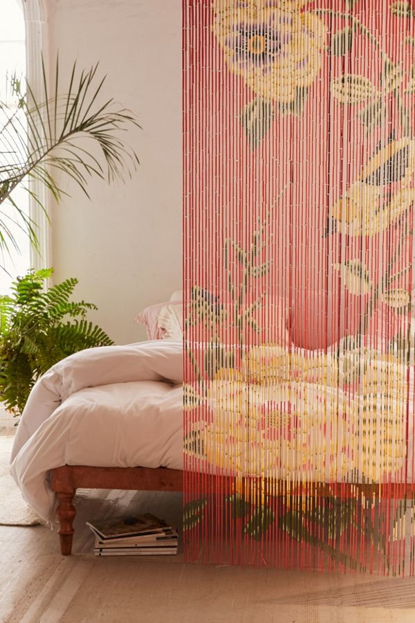 bamboo curtains with flowers