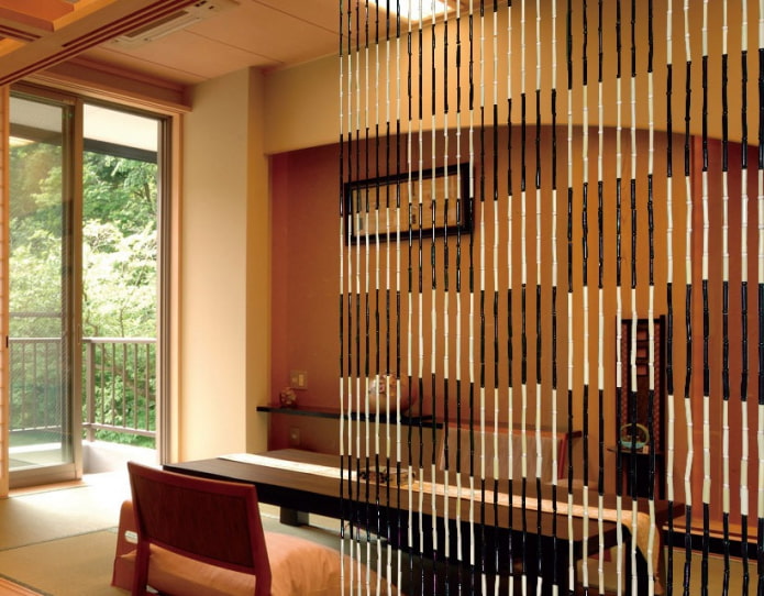 bambusz függönyök geometriai mintákkal