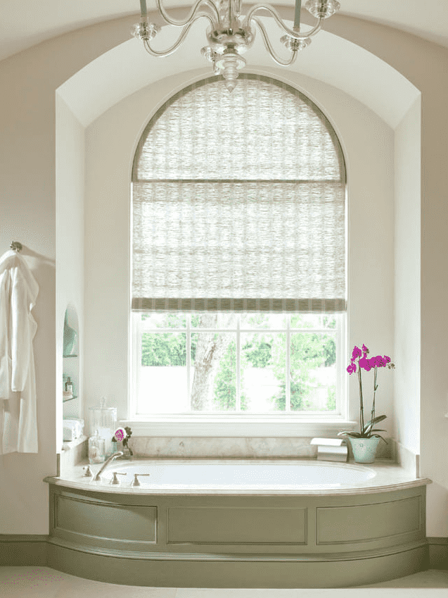 bamboo roller blinds on arched window