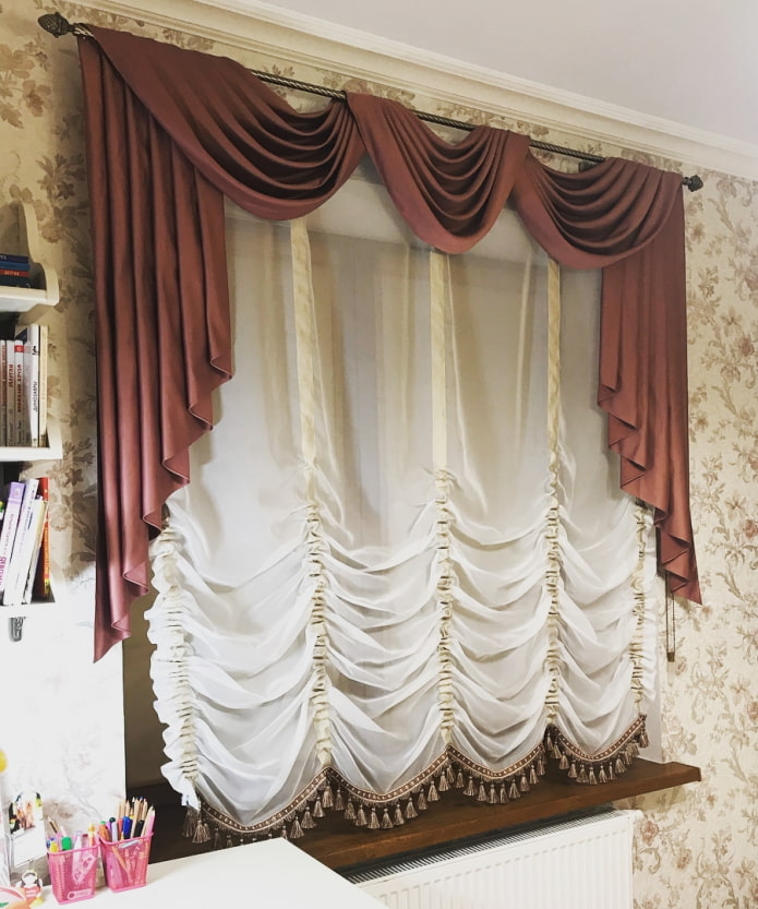 awning curtains decorated with tassels