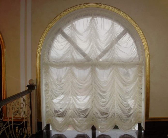 awning curtains on an arched window