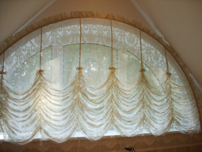 awning curtains on an arched window