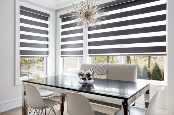two-tone roller blinds in the interior