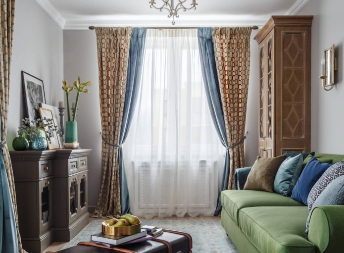 two-tone curtains with patterns