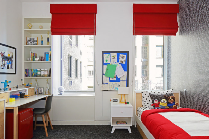 Solid Red Red Roman Shades