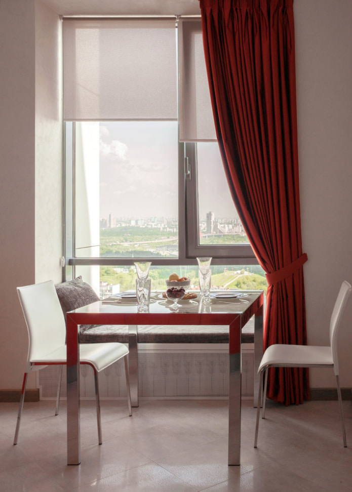 roller blind and drapes