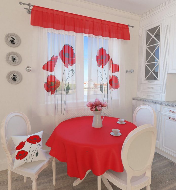 curtains with poppies