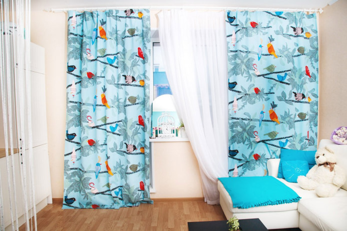 curtains with birds