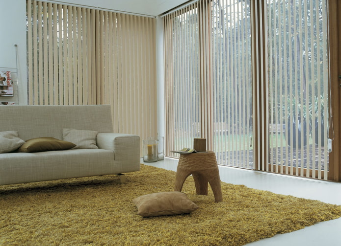 beige vertical slats in the living room