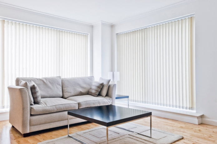 vertical blinds in the living room
