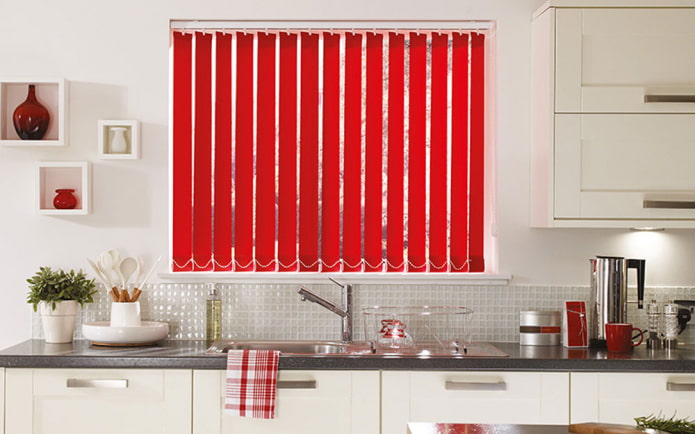 vertical slats in red in the interior