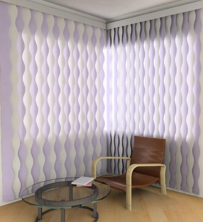 curly vertical blinds in the interior