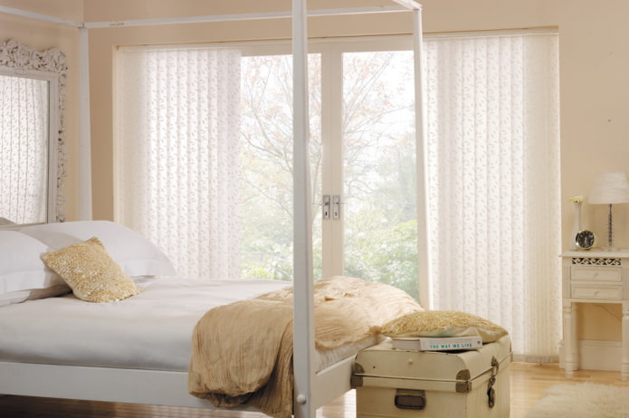 fabric slats in the interior of the bedroom