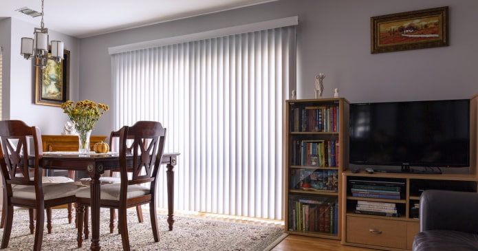 vertical blinds on the window
