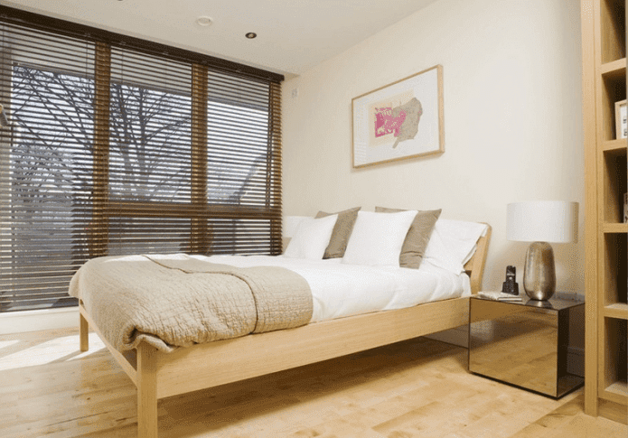 blinds in the interior with panoramic windows