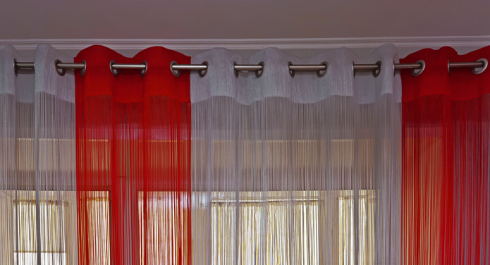 Curtains-threads on eyelets