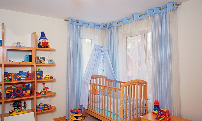 curtains on eyelets in the nursery