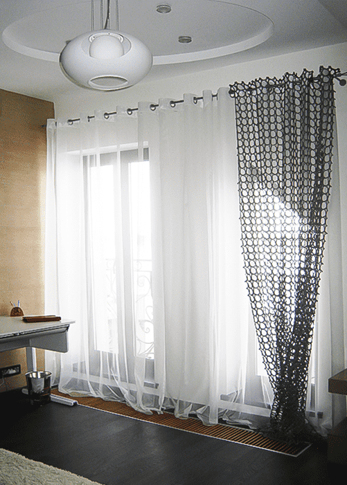 double curtains on eyelets