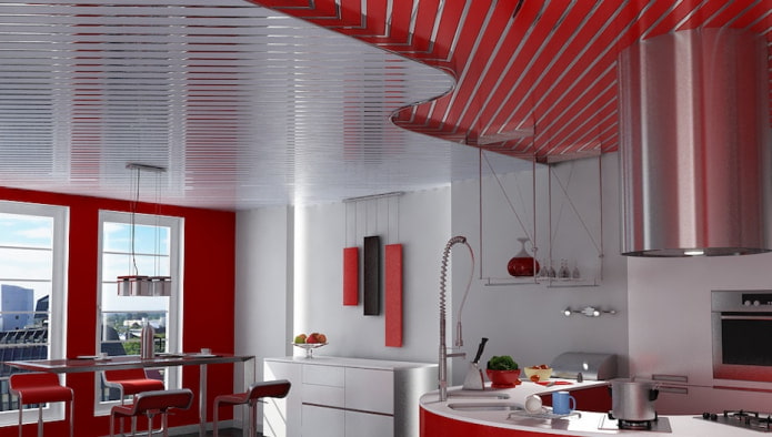 slatted ceiling combined with white color