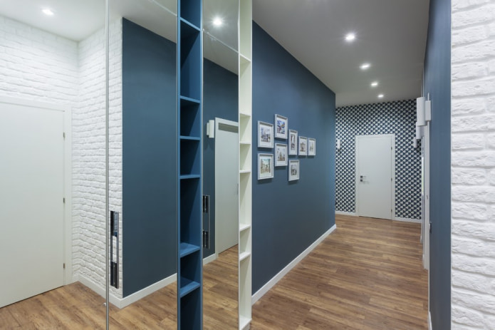 modern design of the hallway in white and blue