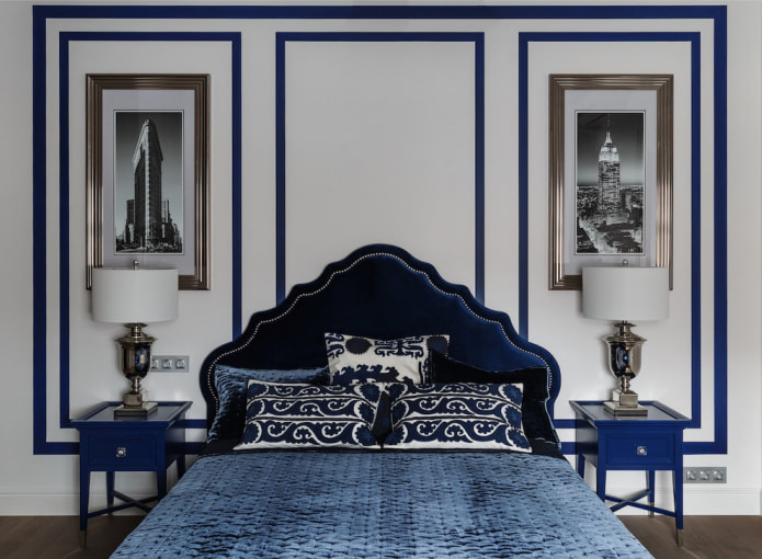 Schlafzimmer in Weiß und Blau