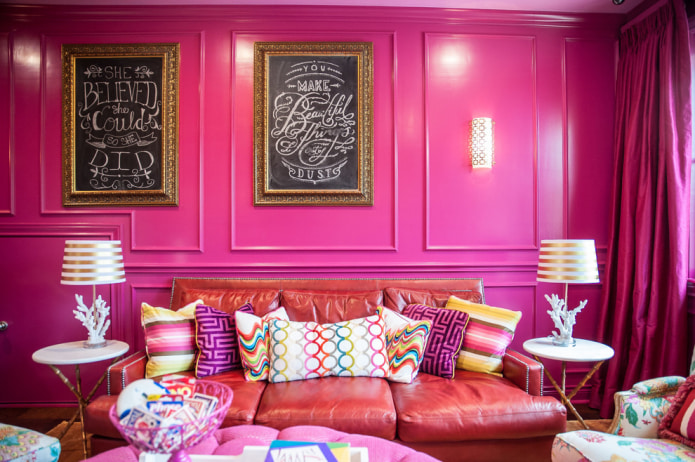 hot pink living room