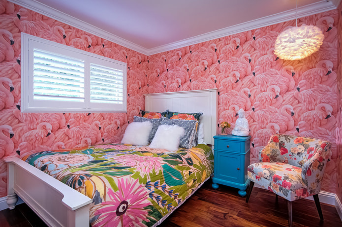 Wall murals with flamingos