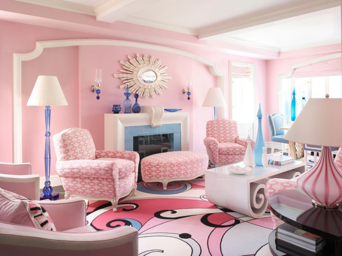 Pink and blue interior