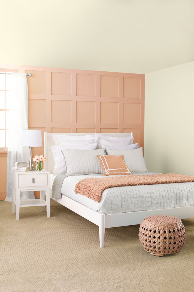 White and peach bedroom