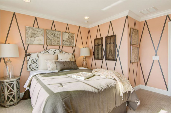 Peach gray bedroom