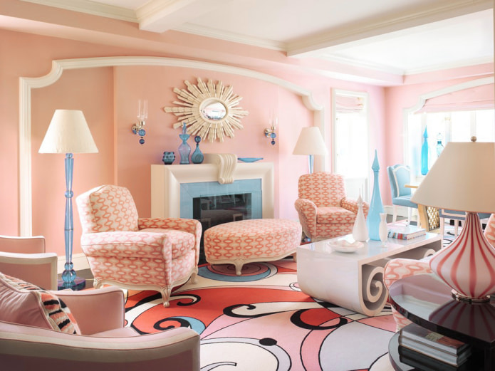 Peach blue living room