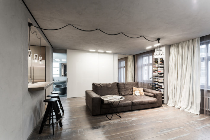 leather sofa sa interior style ng loft