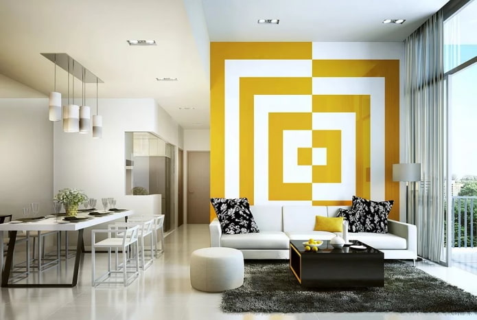 3d wallpaper with geometry in the interior