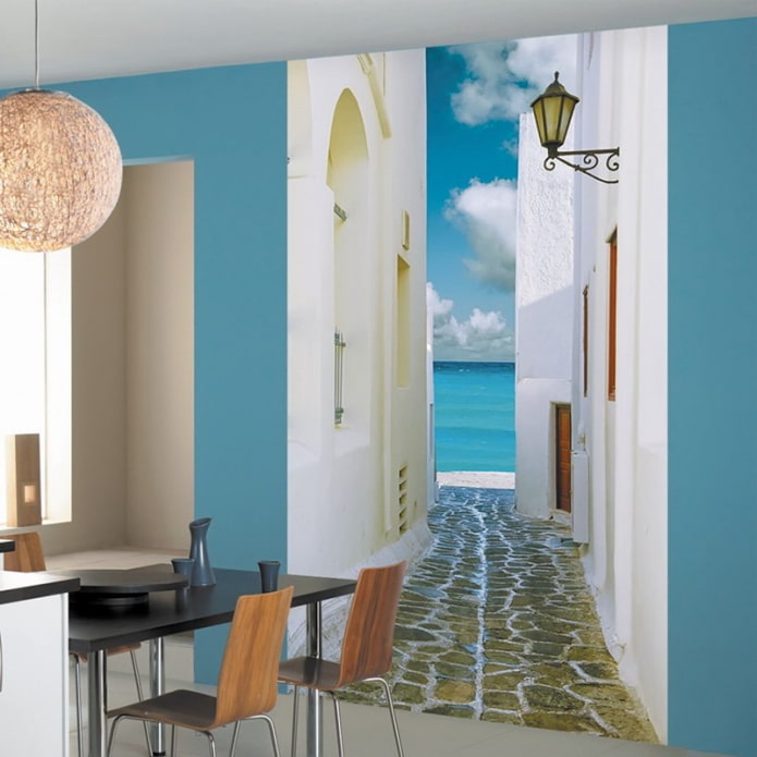 3d wallpaper in the interior of the kitchen