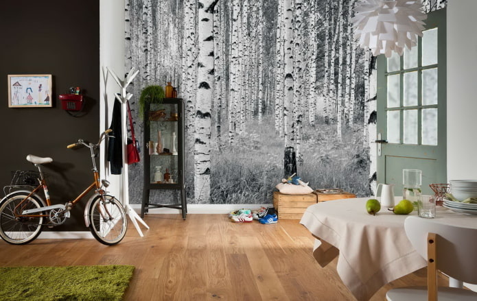 black and white 3d wallpaper in the interior