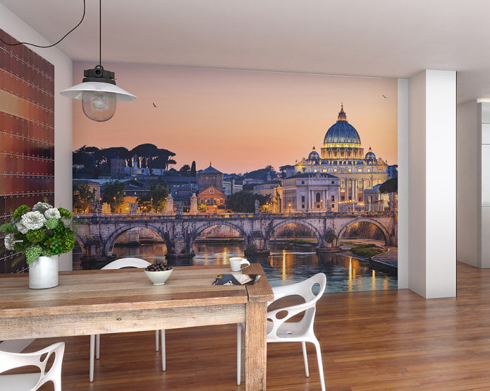 wall mural with the image of the city