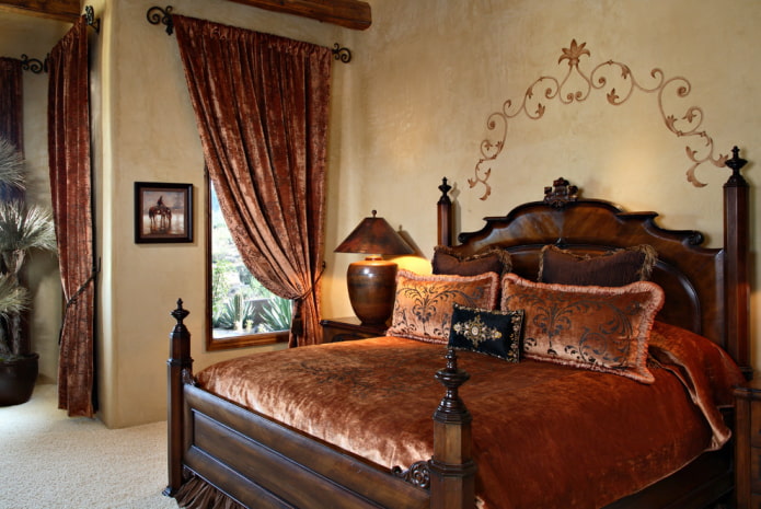 velvet curtains in the bedroom