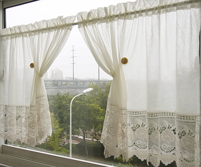 short curtains with lace