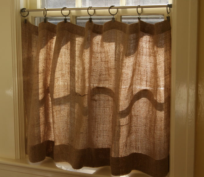 short burlap curtains