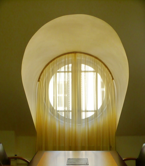 curtains on a round window